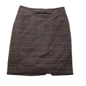 Loft Mini Pencil Skirt Dark Gray Plaid